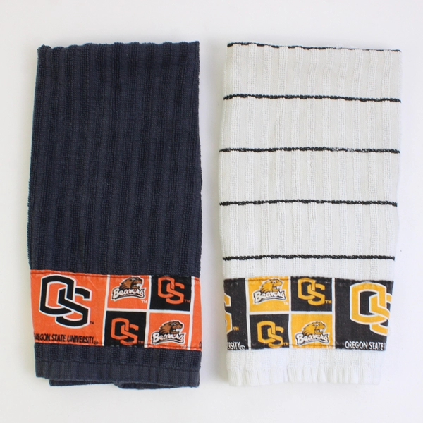 Lot Of 2 Oregon State University OSU Beavers Dish Towels Orange/Black/White