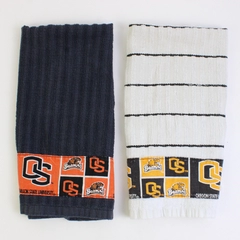 Lot Of 2 Oregon State University OSU Beavers Dish Towels Orange/Black/White