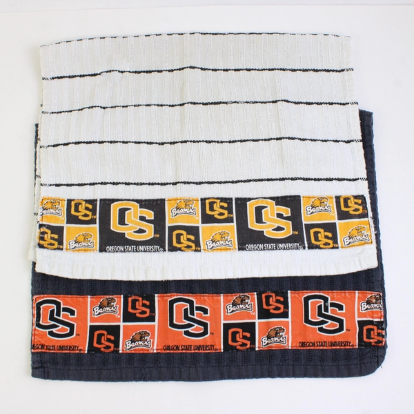 Lot Of 2 Oregon State University OSU Beavers Dish Towels Orange/Black/White
