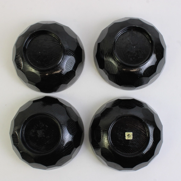 Lot Of 4 Trading Co Japanese Style Red/Black Plastic Small Soup Bowls 2.5" Tall