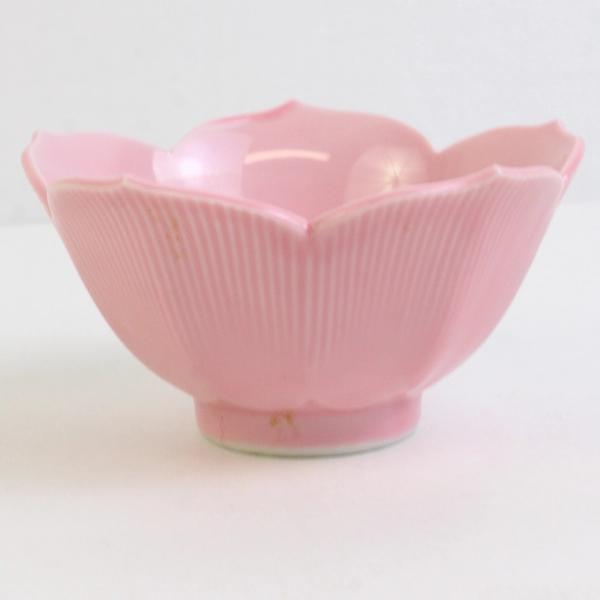 OMC Japan Solid Pink Color Cherry Blossom Small Ceramic Bowl 2.5" Tall