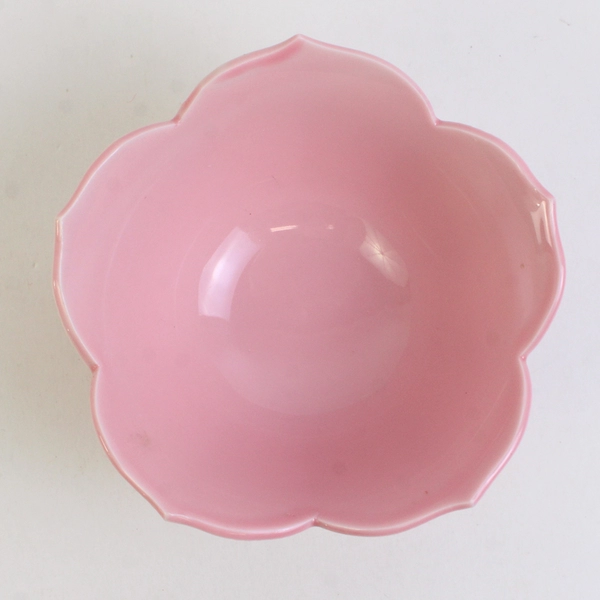 OMC Japan Solid Pink Color Cherry Blossom Small Ceramic Bowl 2.5" Tall