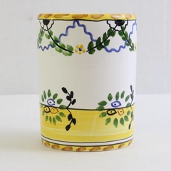 Hand Painted Ceramic Made For Casafina Multicolor Pencil Holder Cup 4" Tall