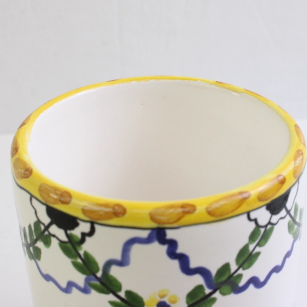 Hand Painted Ceramic Made For Casafina Multicolor Pencil Holder Cup 4" Tall