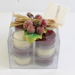 Set Of 12 Macy's Inhabit Red/White Tea Light Candles Original Packaging