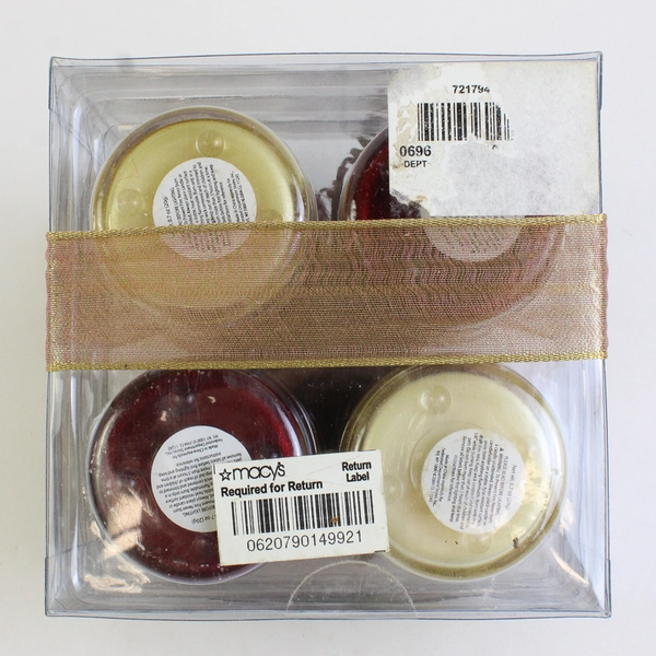 Set Of 12 Macy's Inhabit Red/White Tea Light Candles Original Packaging