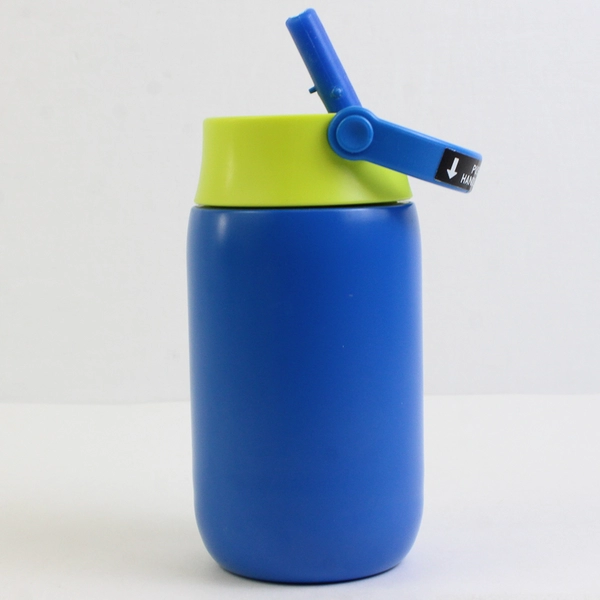 BUILT BYO Navy & Lime Kids Metal Water Bottle 6.75" 2019 Straw Lid