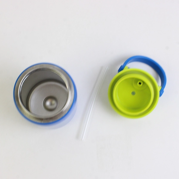 BUILT BYO Navy & Lime Kids Metal Water Bottle 6.75" 2019 Straw Lid