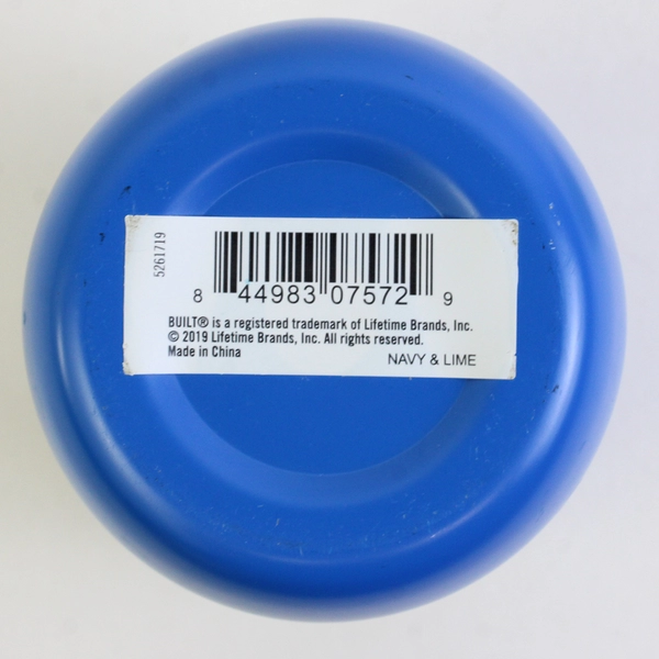 BUILT BYO Navy & Lime Kids Metal Water Bottle 6.75" 2019 Straw Lid