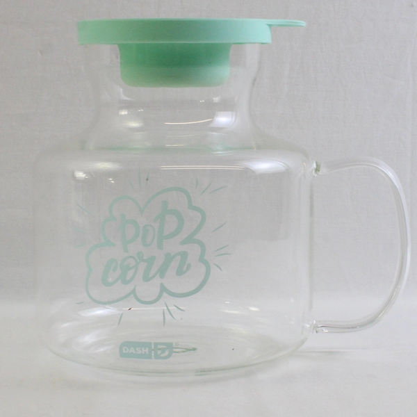 Dash Microwave Glass Popcorn Popper Makers 2.5 Quarts Silicone Lid 7.75" Tall