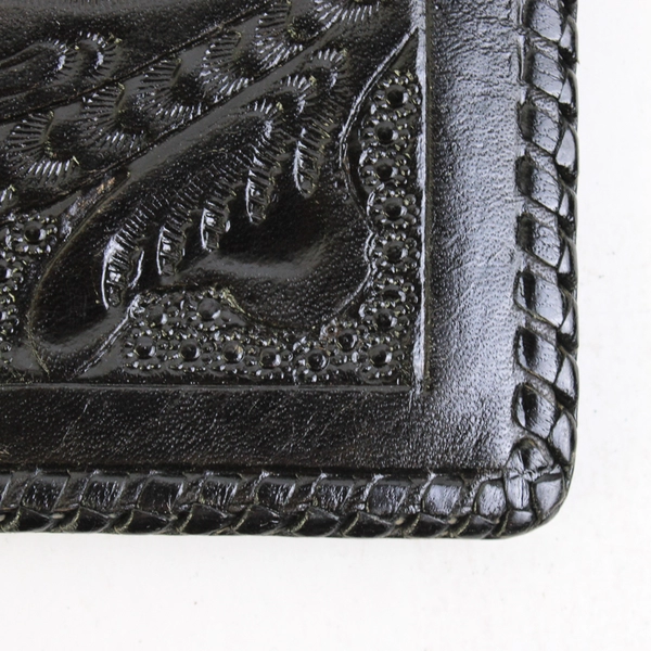 Lot Of 2 Handmade Solid Black Color Leather Bifold Wallet & Coin Holder