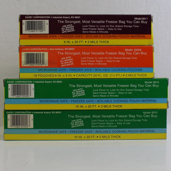 Lot Of 4 Dazey Seal-A-Meal Boilable Cooking Pouches 2 (10"x20") (8"x9") (8"x20")