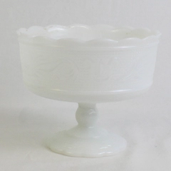 E. O. Brody Co. Milk Glass Compote Or Pedestal Bowl 5.5" Tall 7" Diameter
