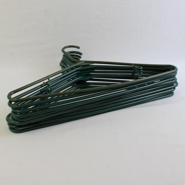 Lot of 10 Dark Green Plastic Clothes Hangers Closet Storage