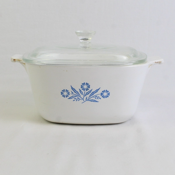 Corningware White/Blue Casserole Ovenware W/ Lid (P-1 3/4-B) 1 3/4 Qt