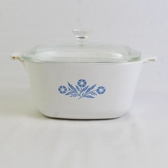Corningware White/Blue Casserole Ovenware W/ Lid (P-1 3/4-B) 1 3/4 Qt