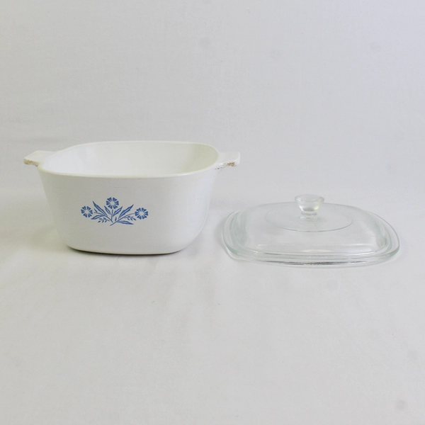 Corningware White/Blue Casserole Ovenware W/ Lid (P-1 3/4-B) 1 3/4 Qt