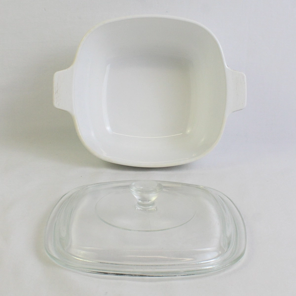 Corningware White/Blue Casserole Ovenware W/ Lid (P-1 3/4-B) 1 3/4 Qt