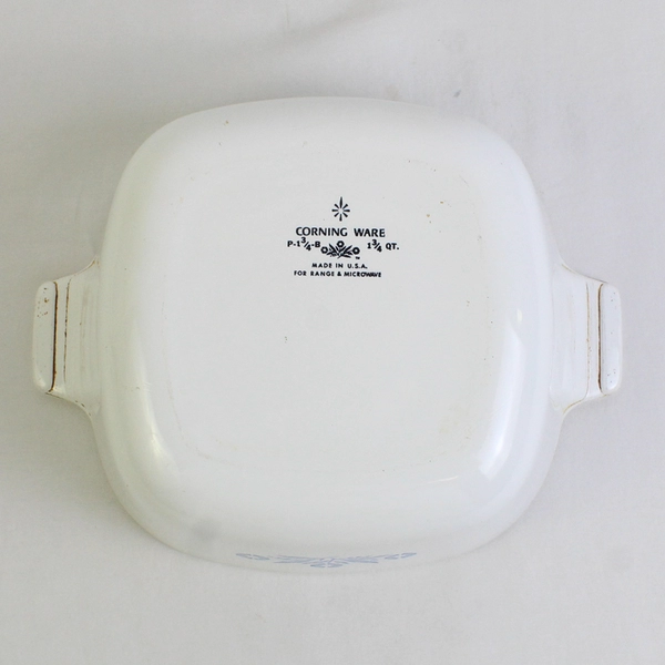 Corningware White/Blue Casserole Ovenware W/ Lid (P-1 3/4-B) 1 3/4 Qt
