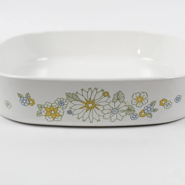 Corningware White Floral Casserole Ovenware Without Lid (A-10-B) 10" x10 x 2.25"