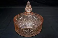 Indiana Glass Princess Pink Candy Dish with Lid 6" Diameter