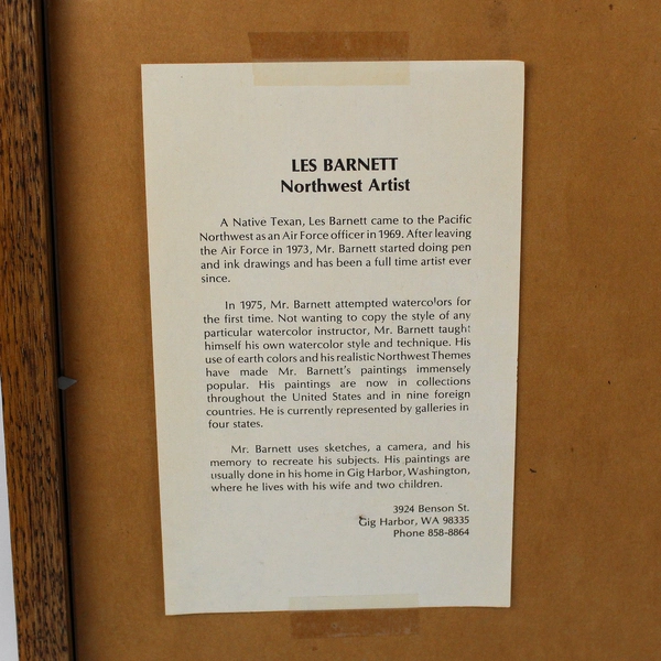 Les Barnett Native American Indian Tipi Framed Art Print 1982 Northwest Artist