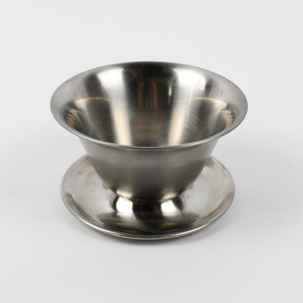 Unbranded Danish Modern Stainless Steel Gravy/Sauce Bowl W/ Attached Underplate