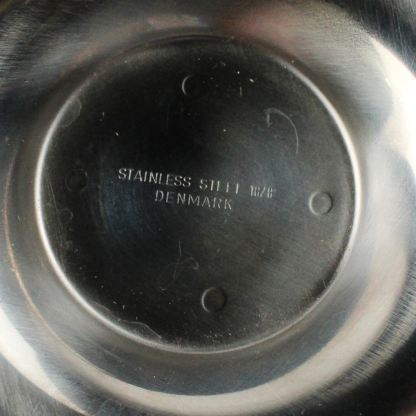 Unbranded Danish Modern Stainless Steel Gravy/Sauce Bowl W/ Attached Underplate