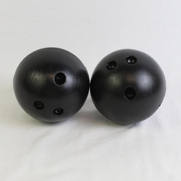 Lot of 2 Black Plastic Bowling Ball Toys Pretend Play