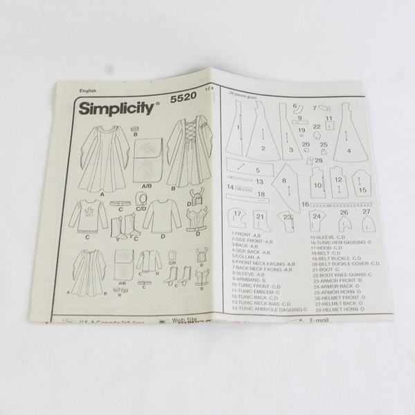 Simplicity Andrea Schewe 5520 Costumes For Kids Size A (3, 4, 5, 6, 7, 8)