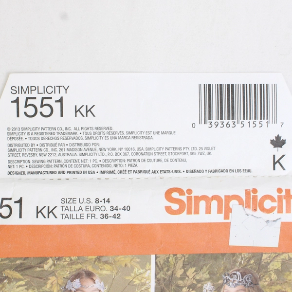 Simplicity Andrea Schewe 1551 Elven Costume Dresses Womens Size KK (8-14)