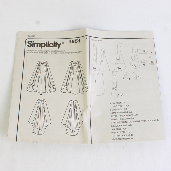 Simplicity Andrea Schewe 1551 Elven Costume Dresses Womens Size KK (8-14)