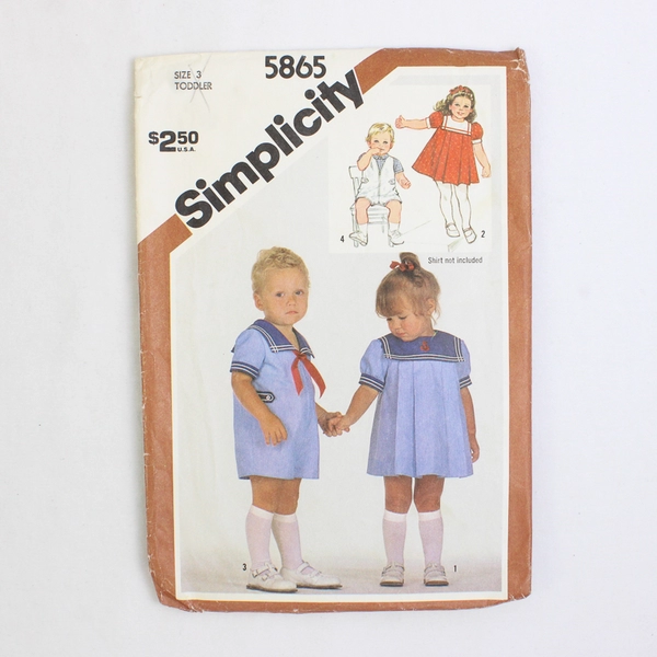 Simplicity 5865 Toddlers Dress & Romper Patterns Unisex Size 3 (1982)
