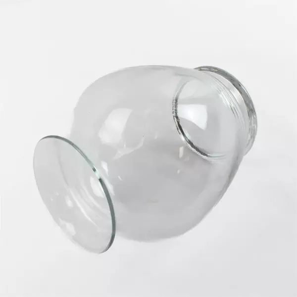 Lot Of 2 Matching Unbranded Clear Glass Decorative Short Bouquet Vases 7.5" Tall