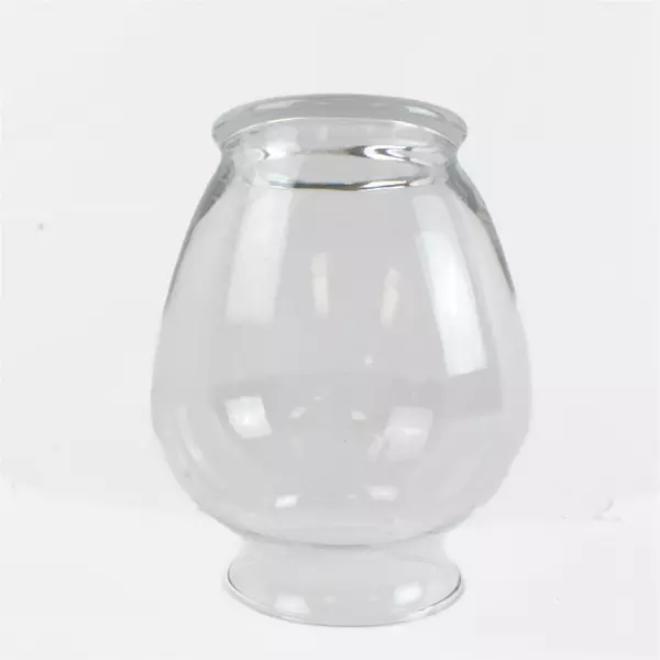 Lot Of 2 Matching Unbranded Clear Glass Decorative Short Bouquet Vases 7.5" Tall