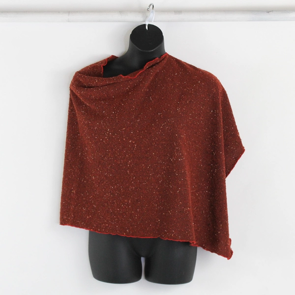 Luna Karina Potestio Women's Orange Knit Poncho One Size