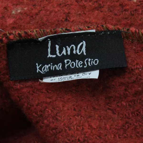 Luna Karina Potestio Women's Orange Knit Poncho One Size