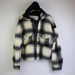 No Boundaries Junior's L (12-14) B&W Soft Sherpa Zip-Up Hoodie Sweatshirt