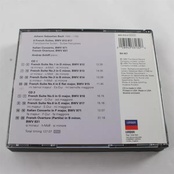 French Suites / Italian Concerto by Andras Schiff (2 CD Set, 1993)