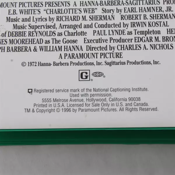 Charlotte's Web VHS Video Tape Classic Hanna Barbera Movie Clamshell Case