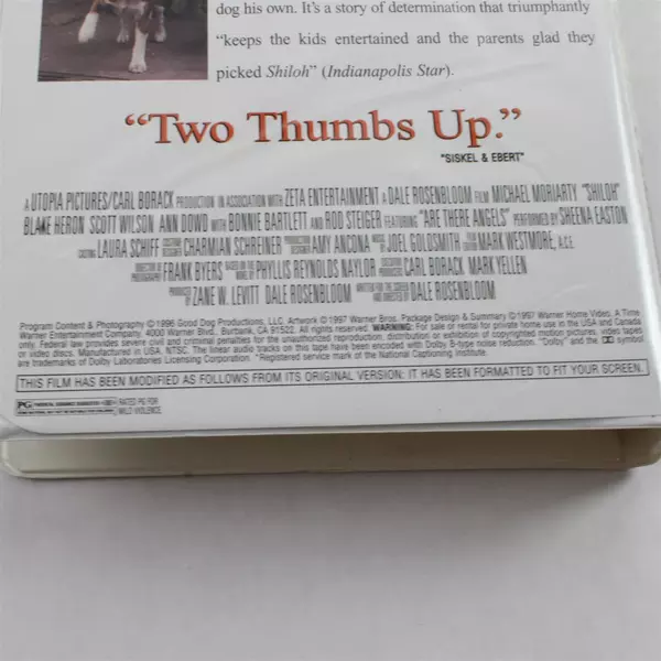 Shiloh VHS Movie 1997 Warner Bros Adventure Drama Clam Shell Case
