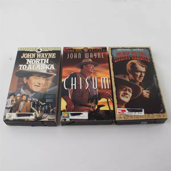 Lot of 3 John Wayne VHS Movies North to Alaska, Chisum, Man Who Shot Liberty