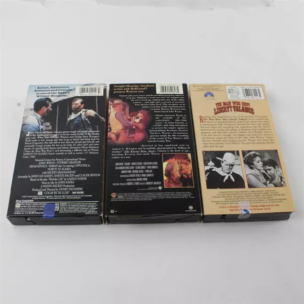 Lot of 3 John Wayne VHS Movies North to Alaska, Chisum, Man Who Shot Liberty