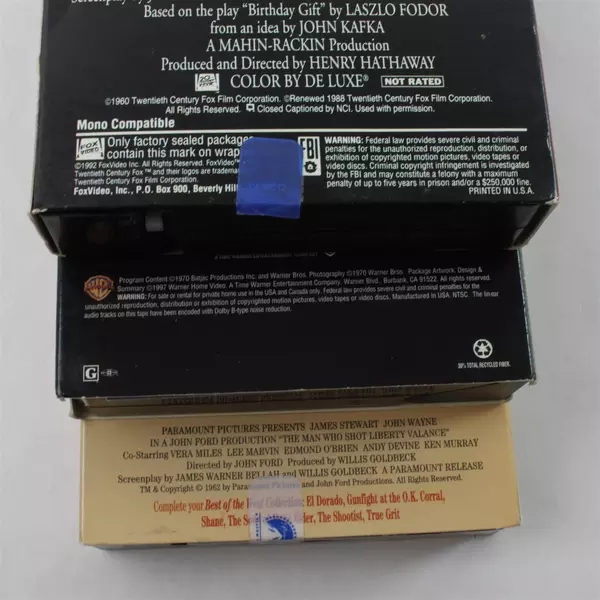 Lot of 3 John Wayne VHS Movies North to Alaska, Chisum, Man Who Shot Liberty