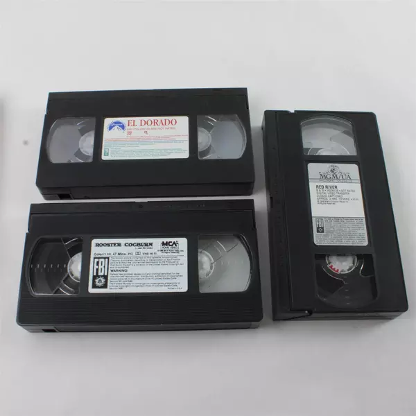 Lot of 3 John Wayne VHS Movies: Red River, El Dorado, Rooster Cogburn