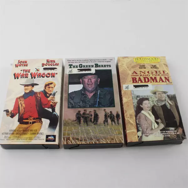 Lot of 3 John Wayne VHS Movies: The War Wagon, The Green Berets and Angel Badman