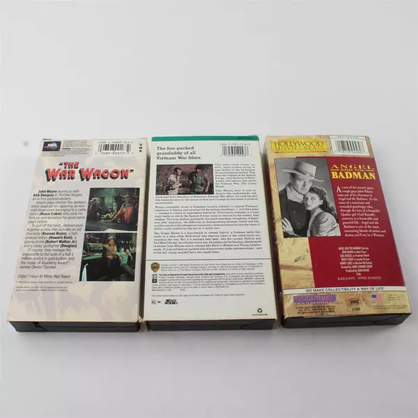 Lot of 3 John Wayne VHS Movies: The War Wagon, The Green Berets and Angel Badman