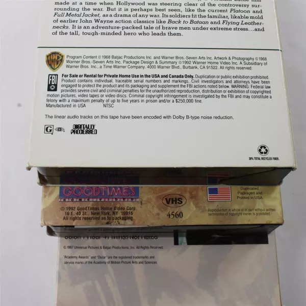 Lot of 3 John Wayne VHS Movies: The War Wagon, The Green Berets and Angel Badman