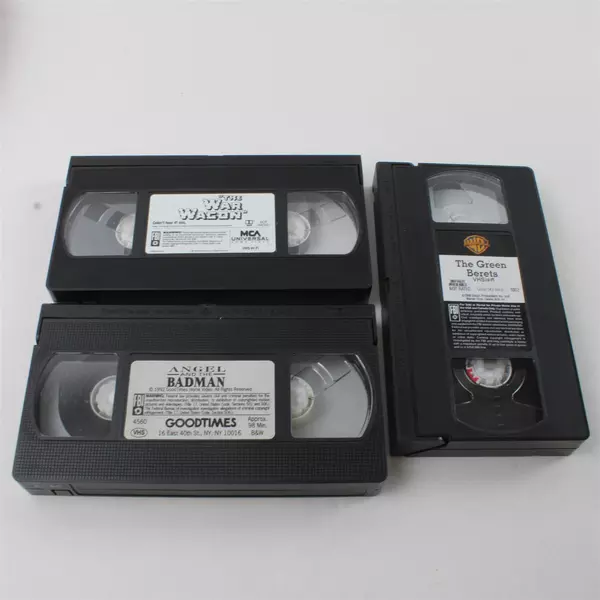 Lot of 3 John Wayne VHS Movies: The War Wagon, The Green Berets and Angel Badman