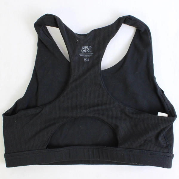 Athleta Girl Solid Black Racerback Sports Bra Girls' Size XL 14